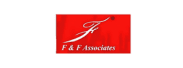 Logo with stylized letter 'F' above the text 'F & F Associates' on a red background