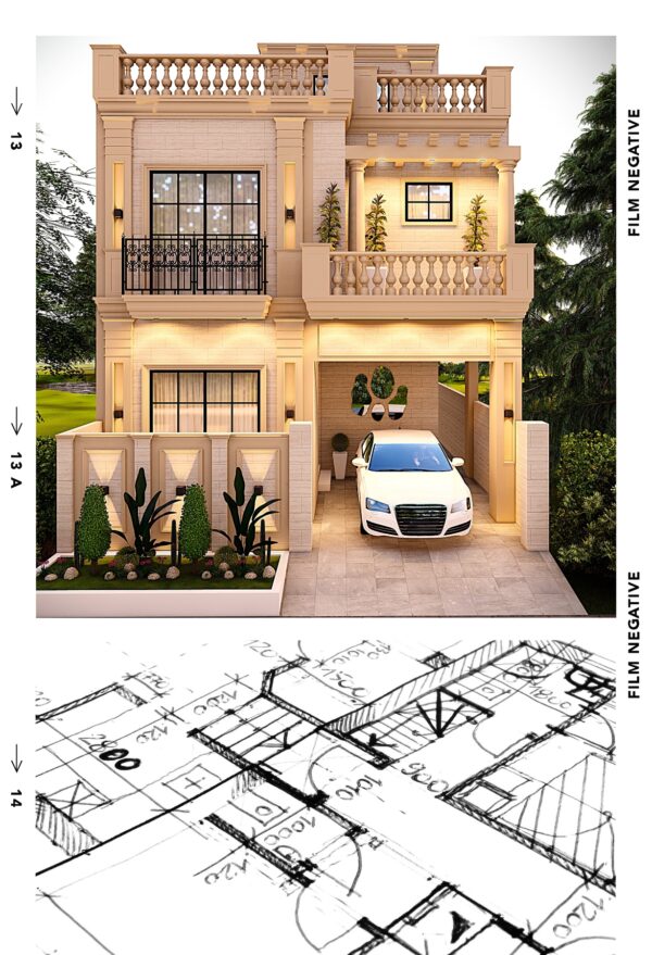 5 Marla Residential House Plan image