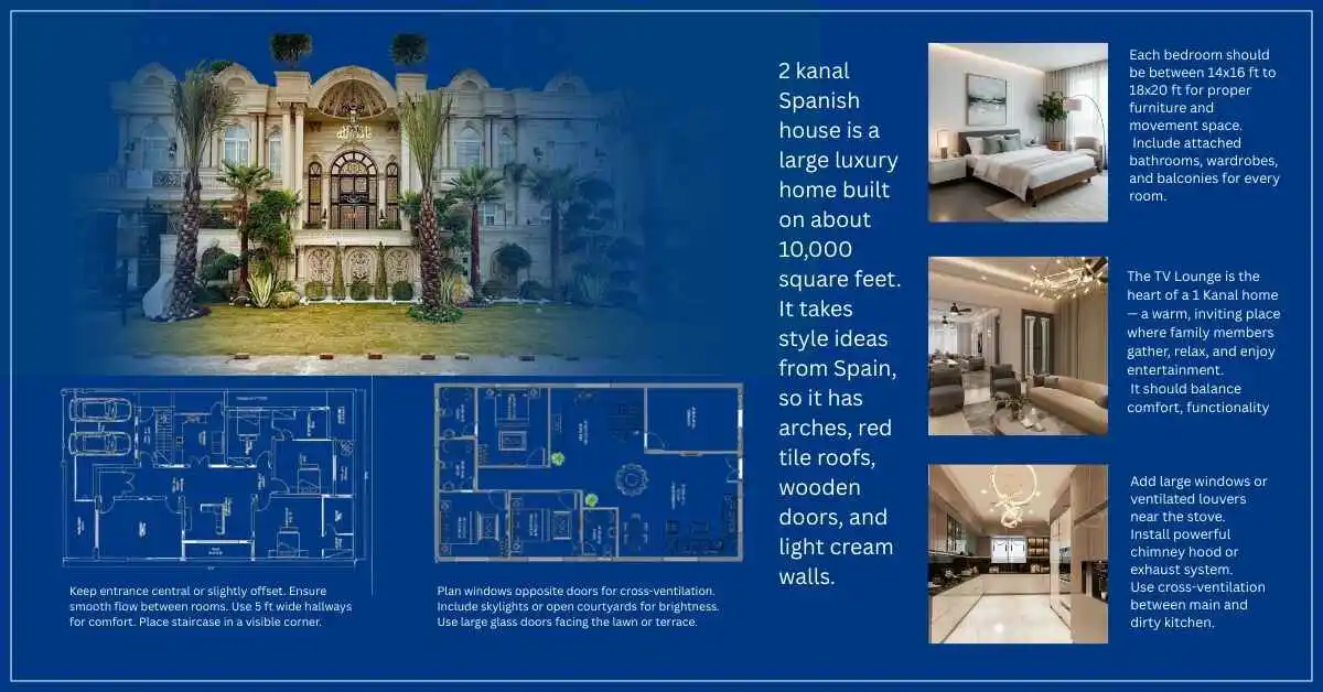 2 kanal spanish house plan with blue print