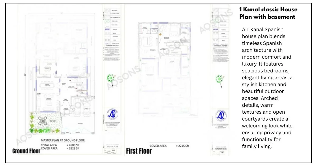 1 kanal classic house plan with basement layout