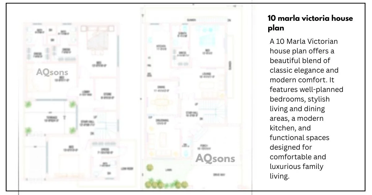 Unique 10 Marla Victorian House Plan & Elevation - Image 3