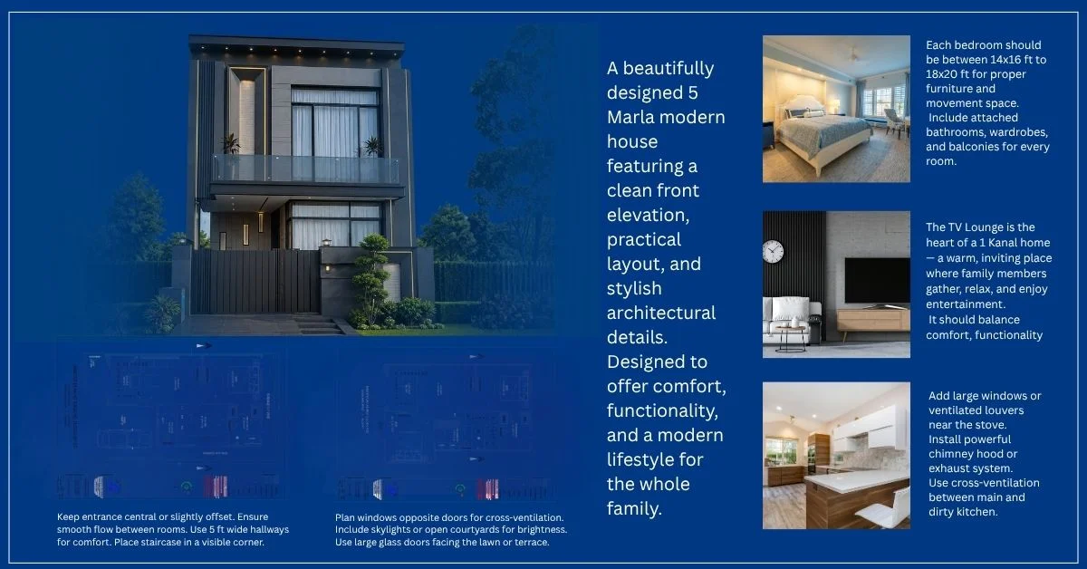 exclusive 5 marla house floor plan blue print