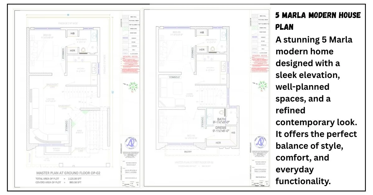 Exclusive 5 Marla House Floor Plan & Elevation - Image 3