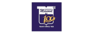 Logo with the text 'masood 100' and 'Years Since 1922' on a dark blue background.