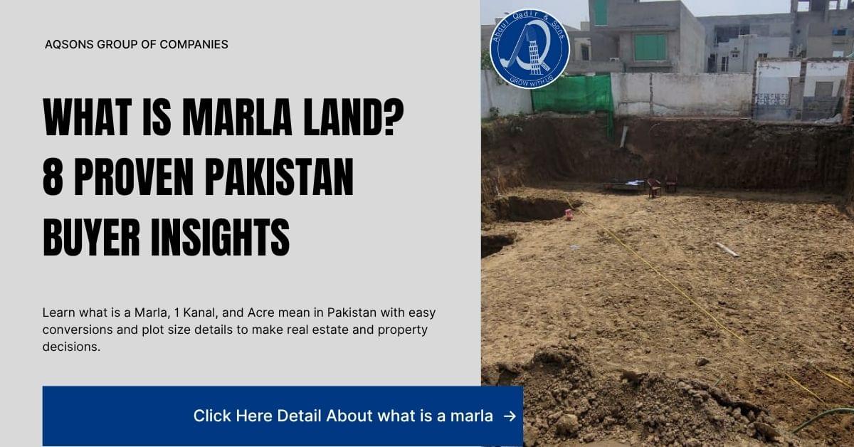 What is a marla in property trading South Asia - land measurement unit explanation with construction site background