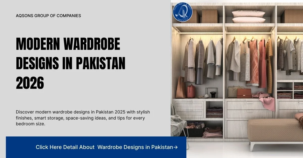 Modern wardrobe designs in Pakistan 2025 with stylish storage and organized interiors