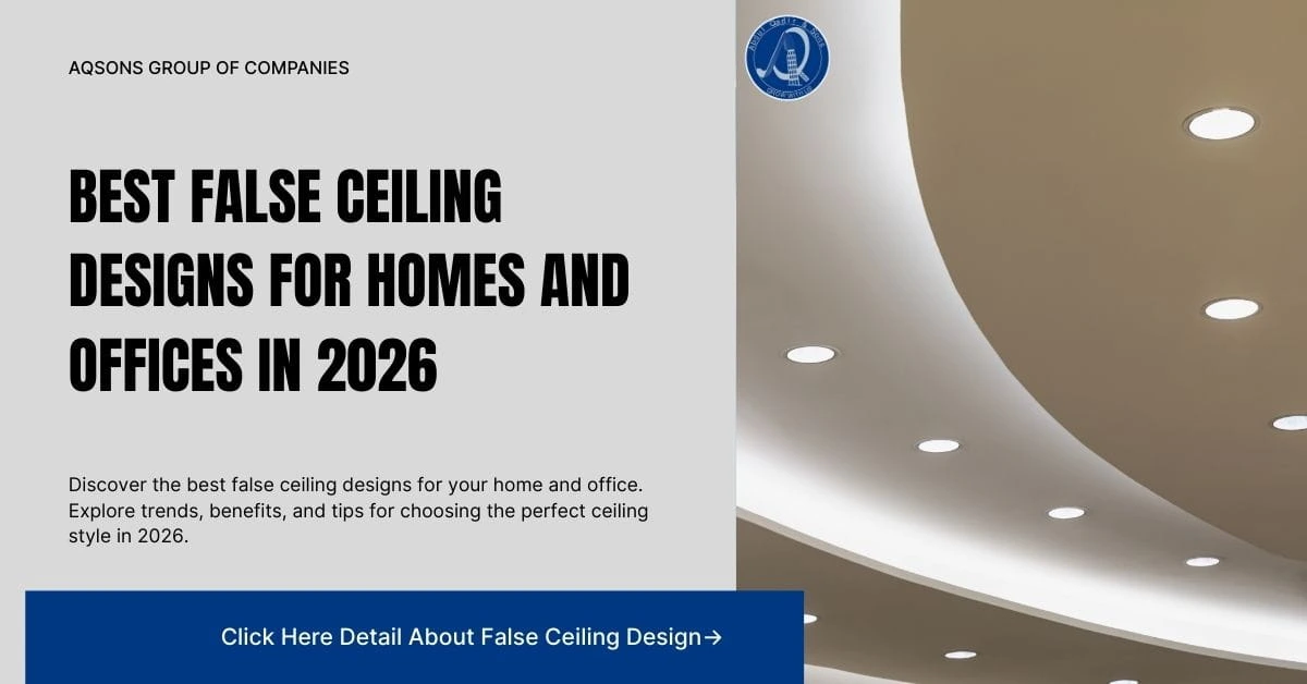 Modern interior showcasing elegant false ceiling designs with curved gypsum panels, recessed lighting, and a smooth contemporary finish for a stylish living space.